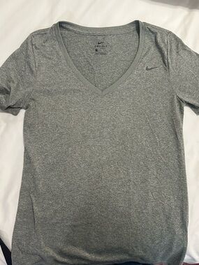 Nike Gray V-Neck Dri-FIT Short Sleeve Tee